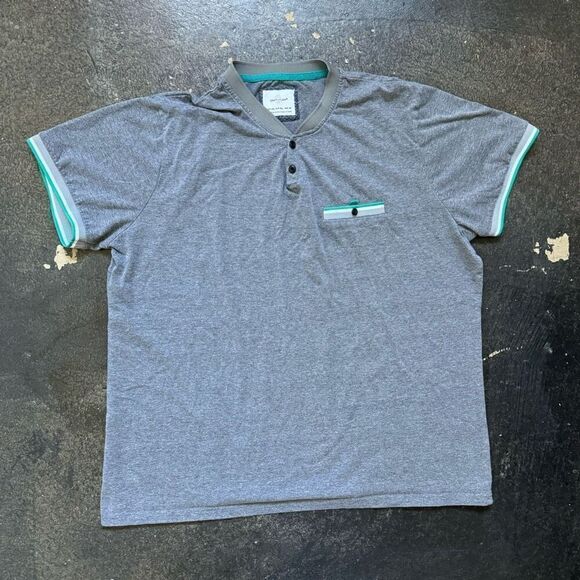 Cotton + Flow Grey Short Sleeve T-Shirt Button Front Size 2XL Cotton Polyester - Picture 1 of 12